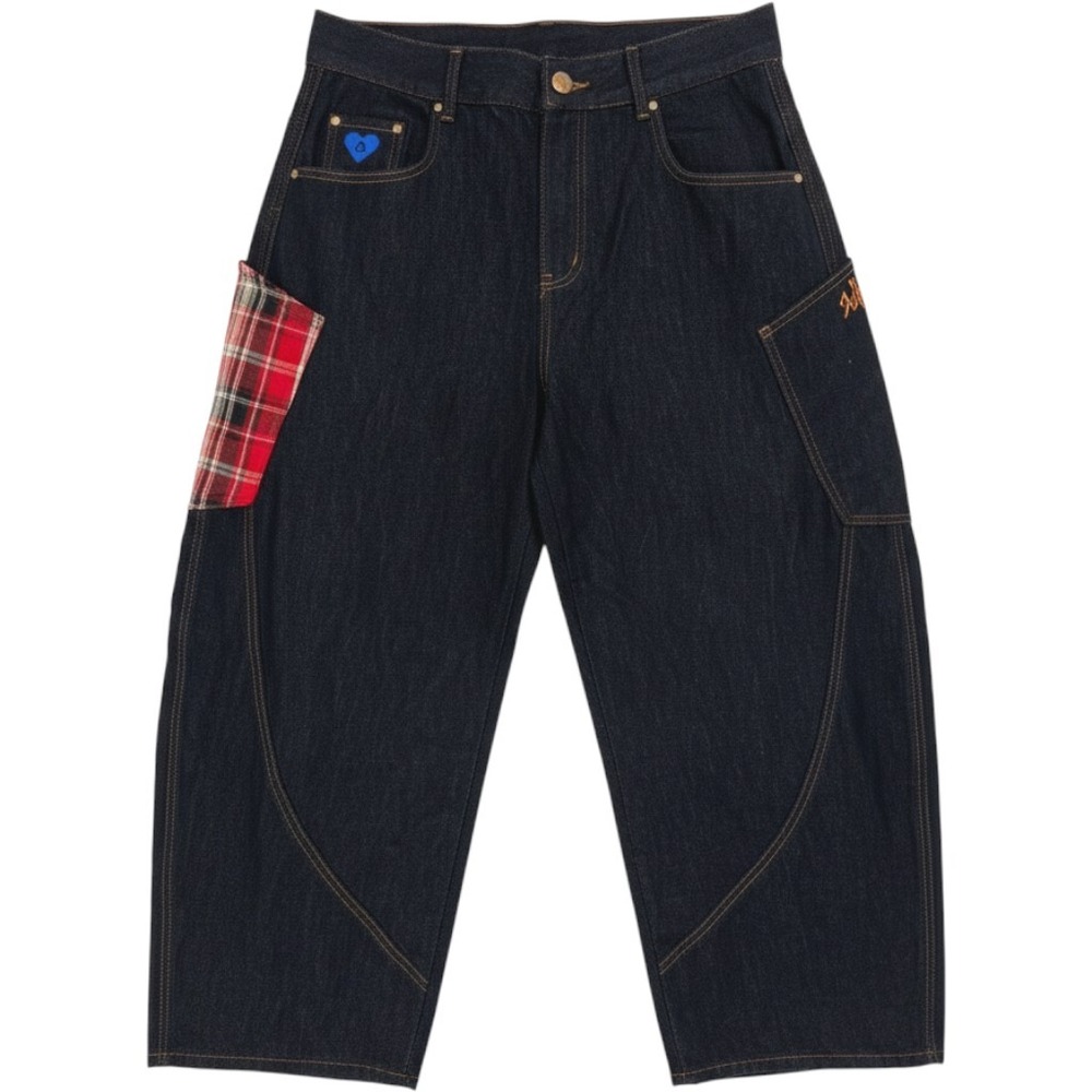 Aelfric Eden Vintage Baggy Carpenter Jeans Indigo Plaid Pocket Unisex 34 NWT